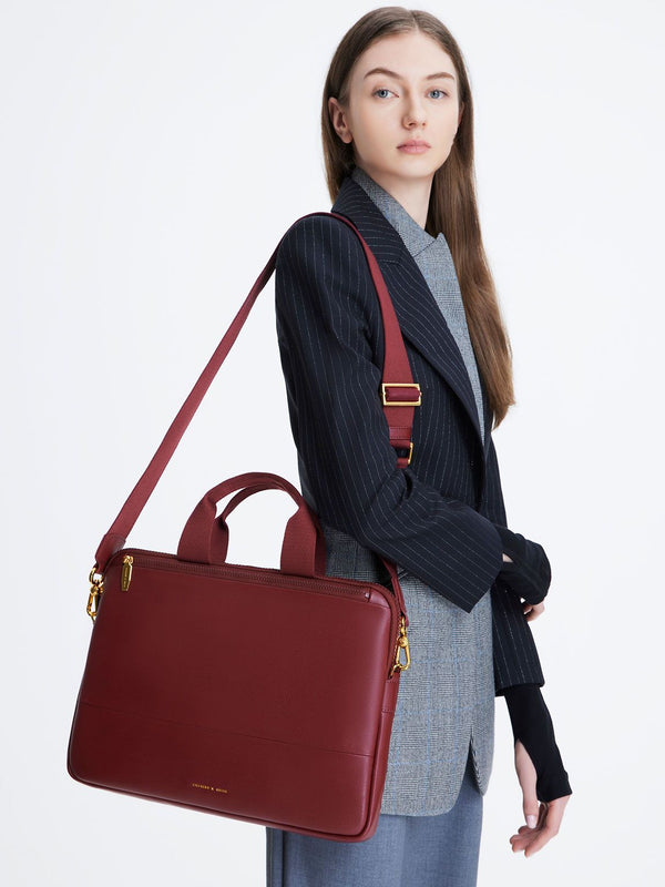 CHARLES & KEITH Laptop Bag (Red) - The Elegant Store